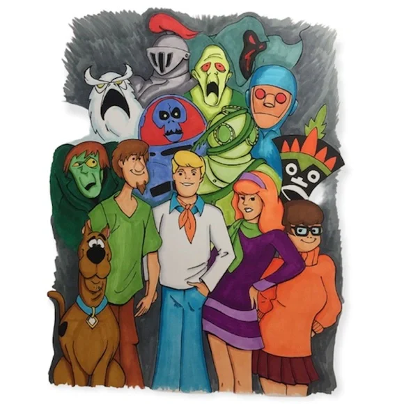 Art Hand Drawn 8x1 Print Of Scoobydoo And Gang On Good Quality